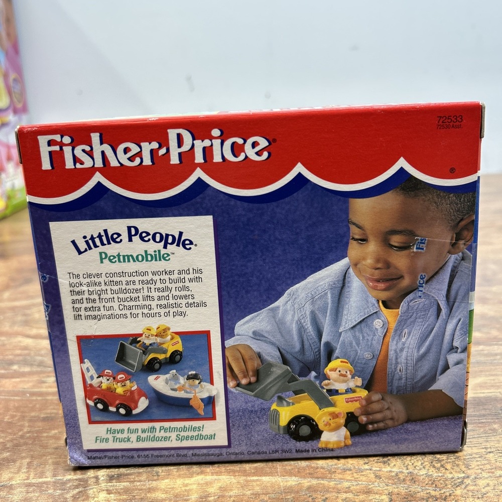 VTG 1996 Fisher Price Little People Petmobile Bulldozer Cat New RARE #72533 - Picture 7 of 10